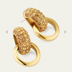 Oscar de la Renta Pave Bull Horn Single Link Earrings